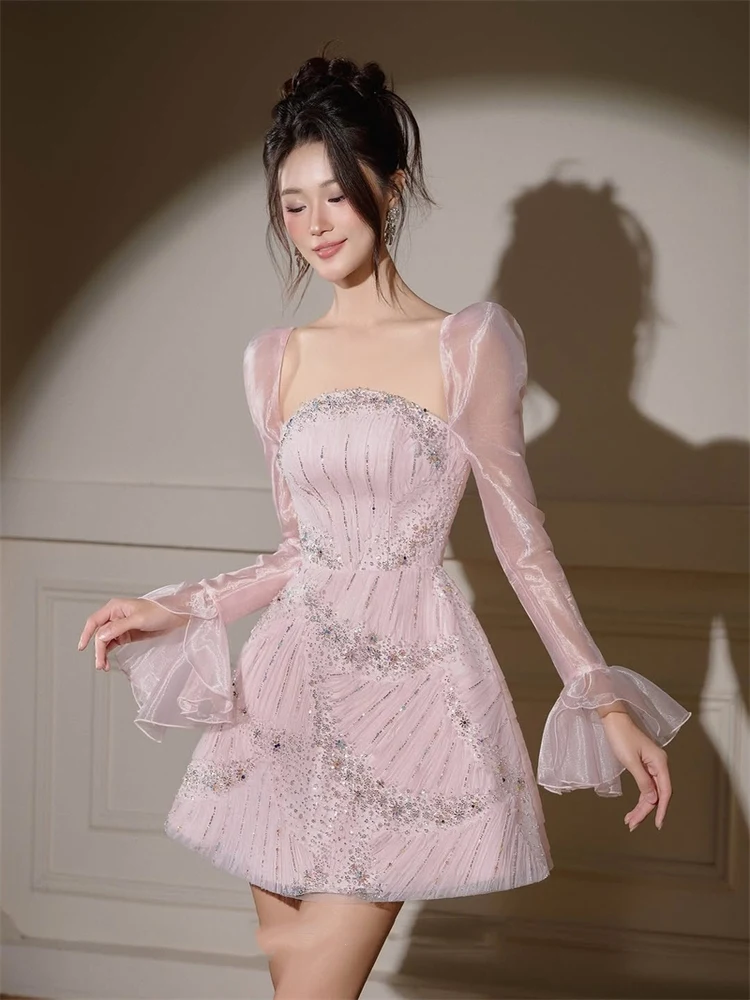 

Ele Purple Sparkle Trumpet Sve ort Dr Высокая талия Cus Made Design Dinner Par Commpany Ежегодная свадьба Dr