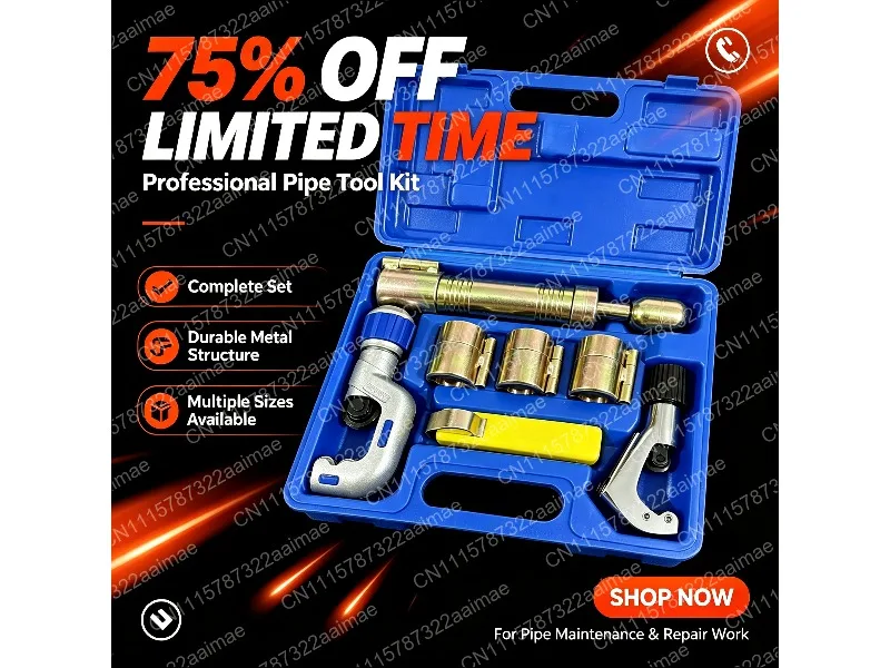 Stainless Steel Corrugated Pipe Cutter Flat Mouth Tool Set for Gas Pipe 4 Points 6 Points Impact Wave Pipe Head Kit