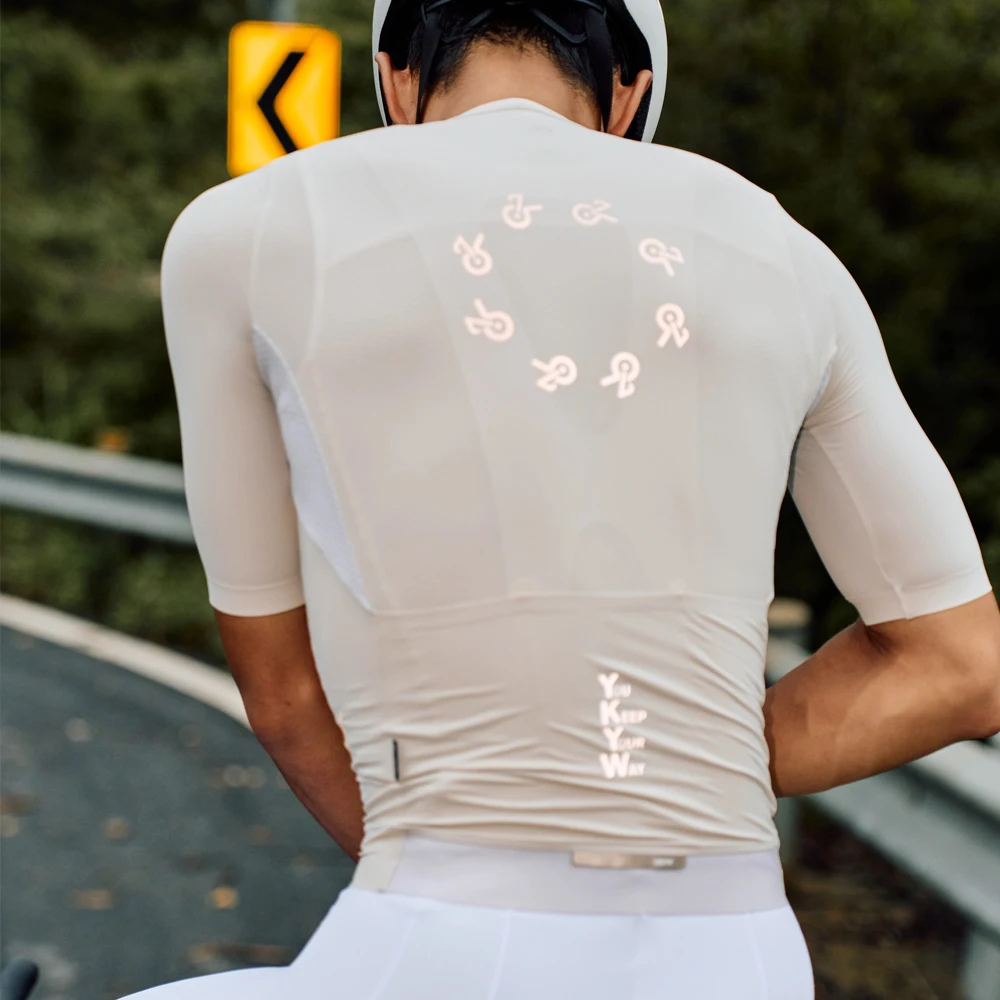 YKYWBIKE 2026 Sommer Herren Radtrikot Kragenlos Kurzarm Cool-Touch Rutschfest Schnelltrocknend Atmungsaktiv Rennrad MTB Oberteil – Detail 4