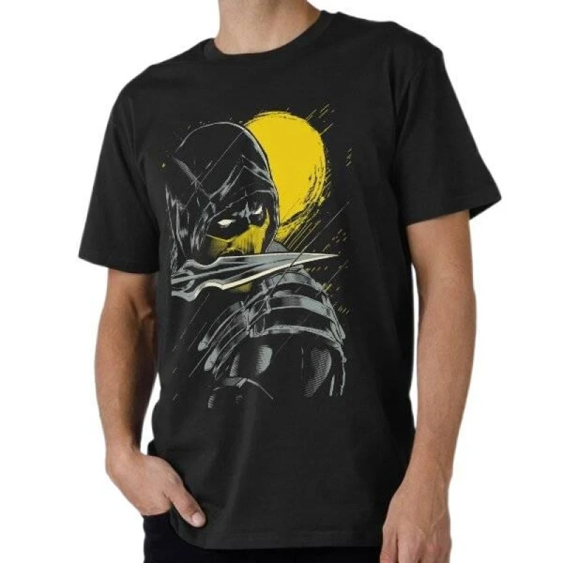 

Vintage 90's Mortal Kombat Scorpion Serious Ninja Gift tee for gamer 100% cotton Short Sleeve Graphic T-Shirt All size tops