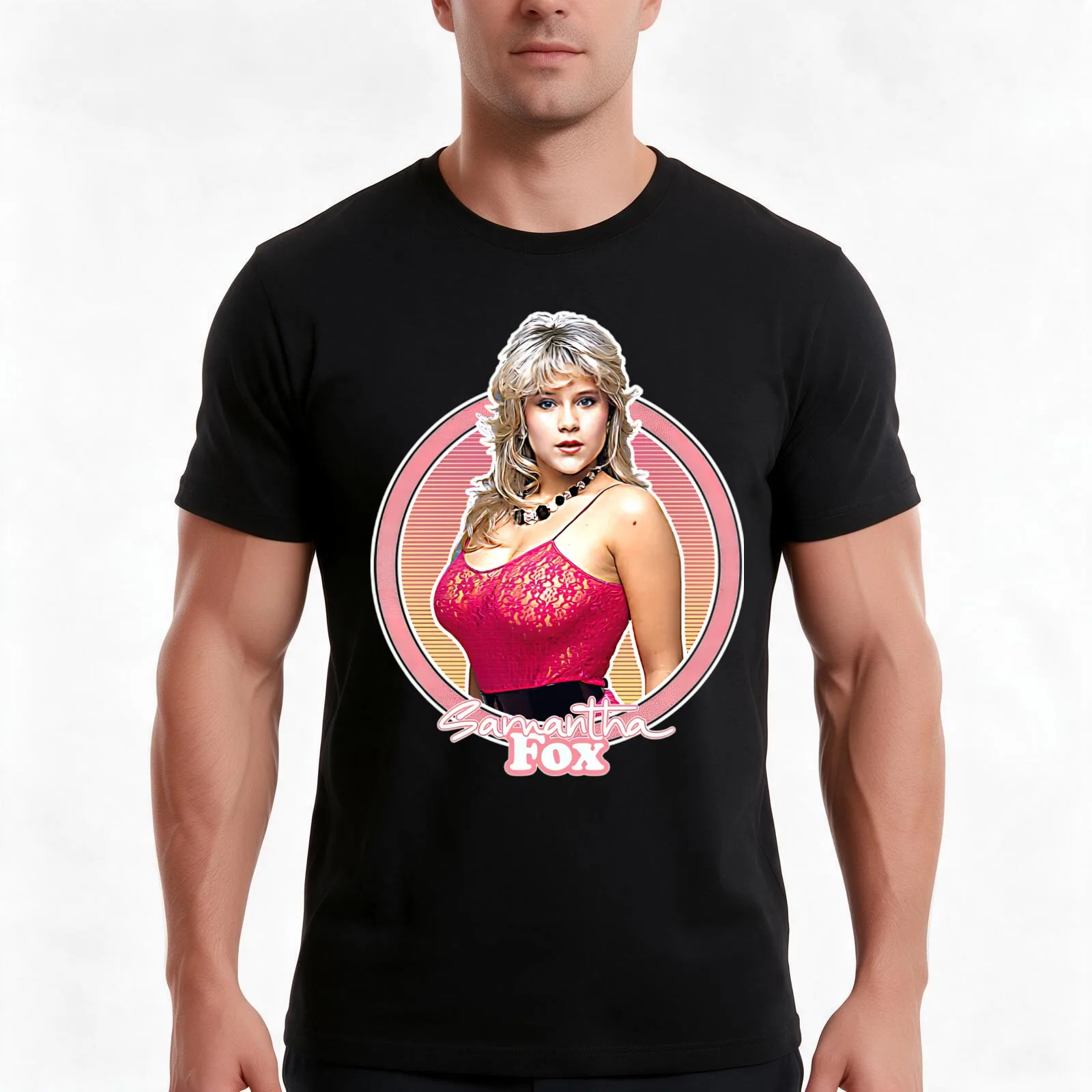 Samantha 80s Fox Fan T-Shirt, Summer Casual Cotton Tee, Oversized Streetwear Tops, Vintage Graphic Print, Loose Fit Short Sleeve