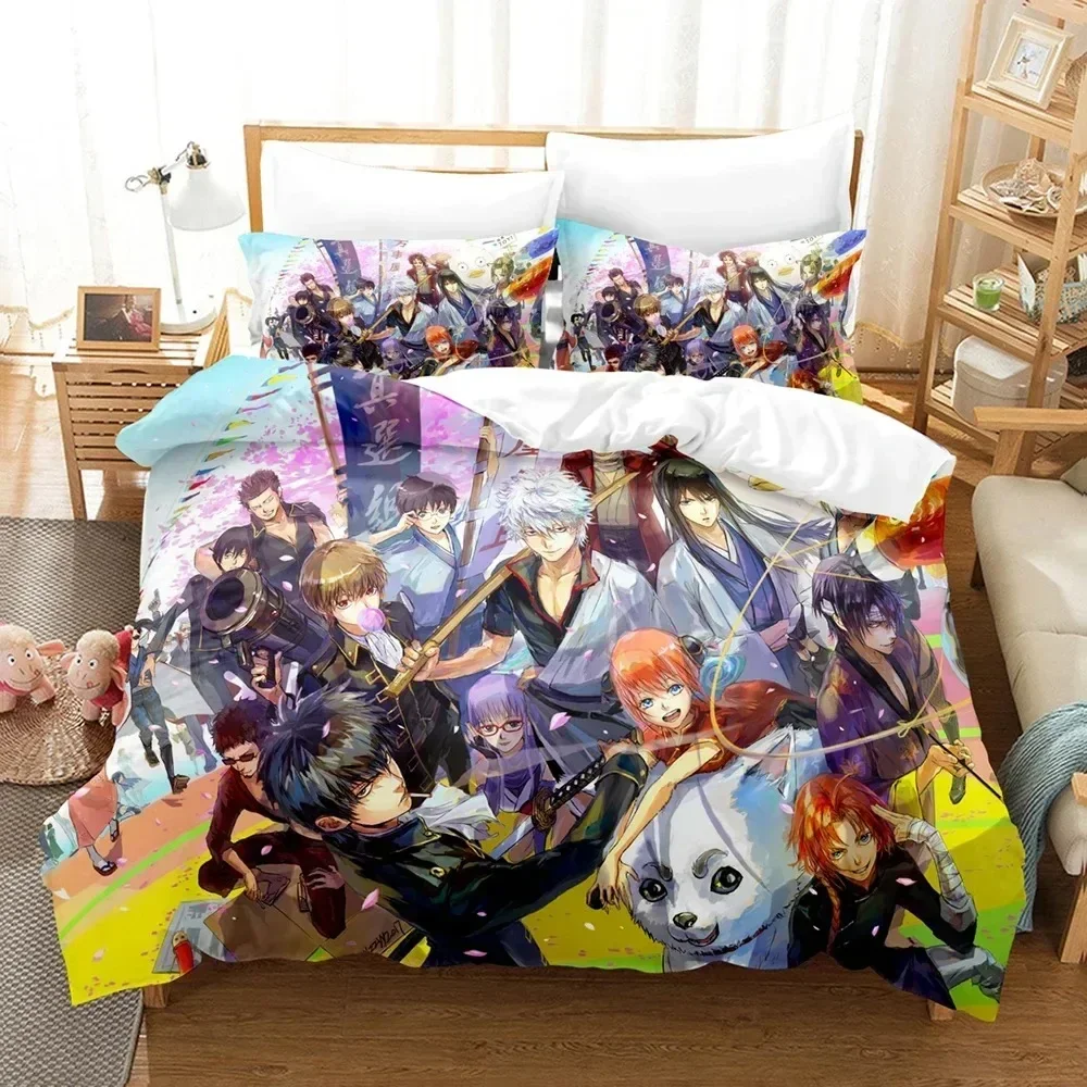 

Gintama Bedding Set Anime Gintoki Sakata Duvet Cover Sheet Printed Bed Set Pillowcase Bed Full Queen King Size Comforter Bedroom