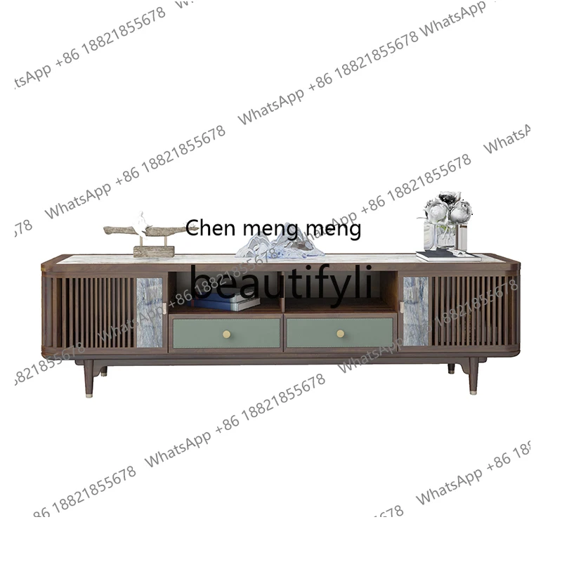 New Chinese ebony TV cabinet, all solid wood light luxury living room locker, high-end living room furniture floor cabinet  R