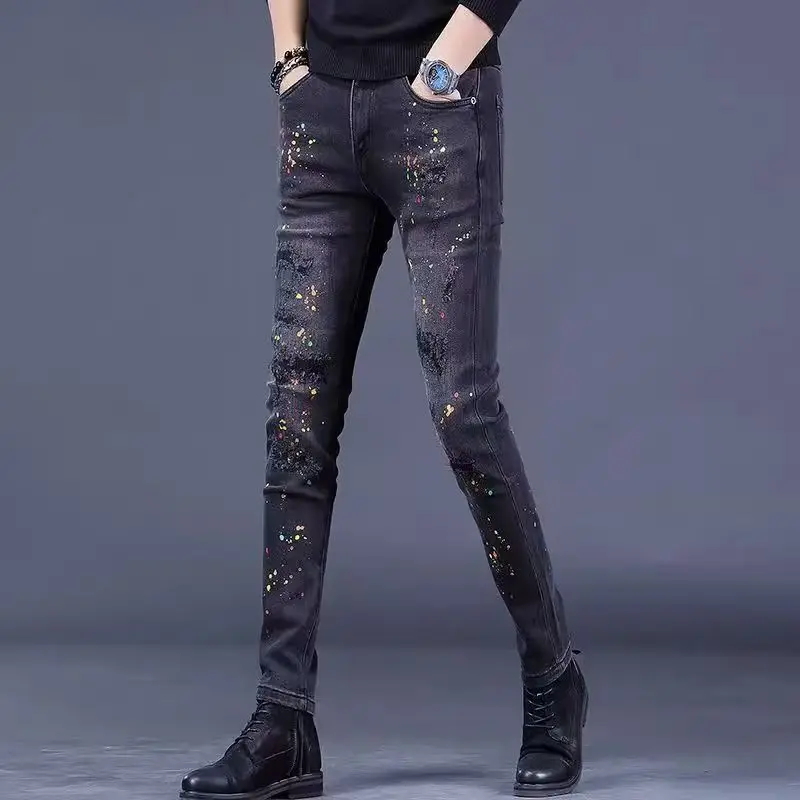 2025 New Trendy men's  print jeans slim fit jeans men Fashion Classic Denim Skinny Jeans Male men's casual High Quality Trousers