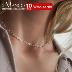 EManco 10PCS Gold Color Fine Chain Necklace for Women Stainless Steel Link Chain Minimalist Jewelry Gifts Wholesale