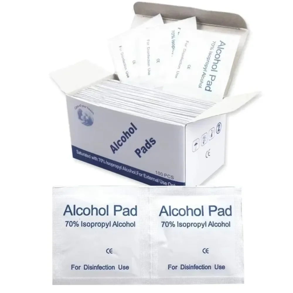 100 Toallitas Desinfectantes Portátiles con Alcohol, Hisopos Limpiadores con 70% de Contenido de Alcohol, Aptos para la Limpieza de Teléfonos Móviles