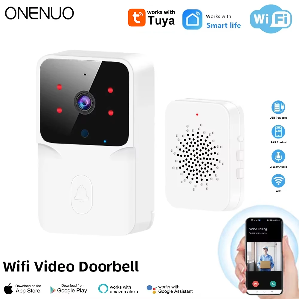 Tuya WiFi Video Doorbell ไร้สาย HD กล้อง IR ALARM Security สมาร์ทหน้าแรกประตู Bell WiFi Intercom สําหรับ Home