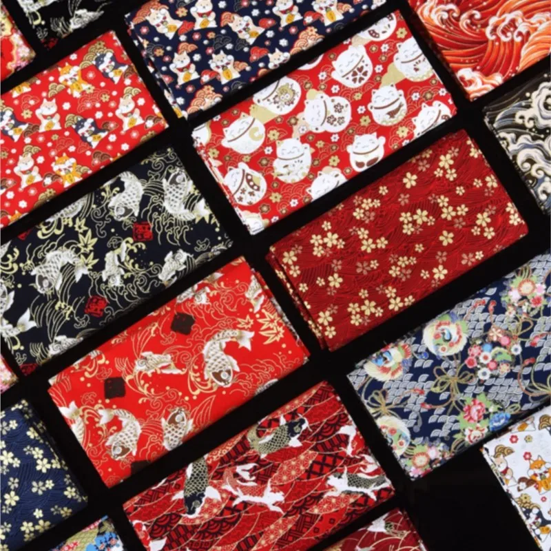 Japanese Style Bronzing Cotton Home Fabric Handmade Patchwork Clothing Printing and Dyeing