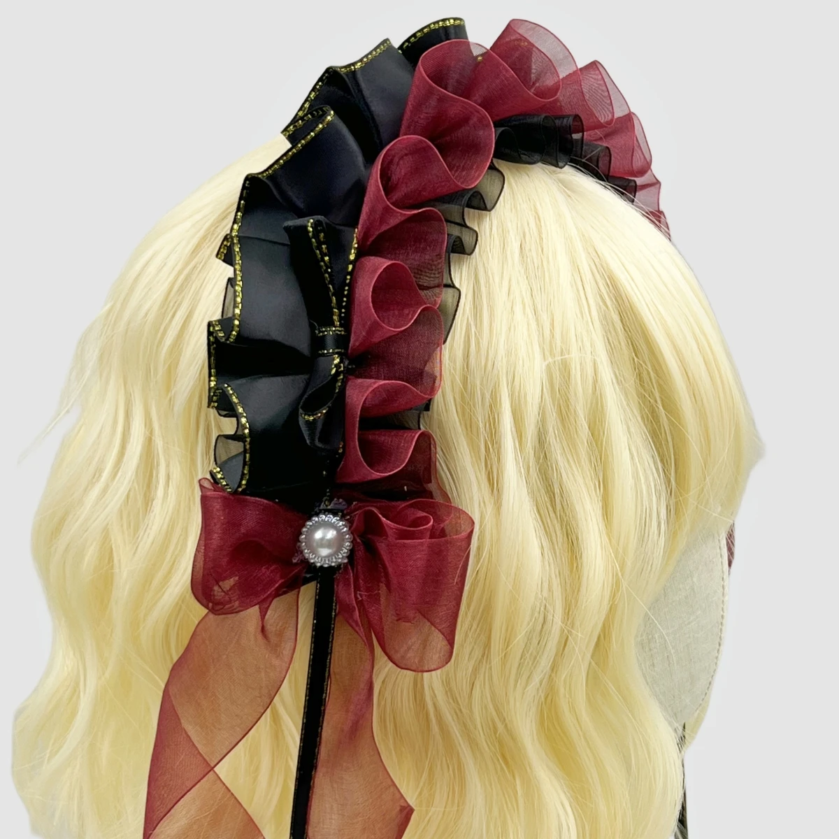 Women Copslay Gothic Black Lolita Lace Rose Bow Headband Victorian Style Headdress