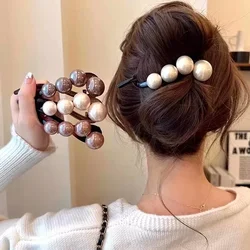 여성을위한 우아한 진주 트위스트 헤어 클립 긴 머리 홀더 머리핀 자용 달콤한 머리 장식 머리띠 패션 헤어 액세서리
