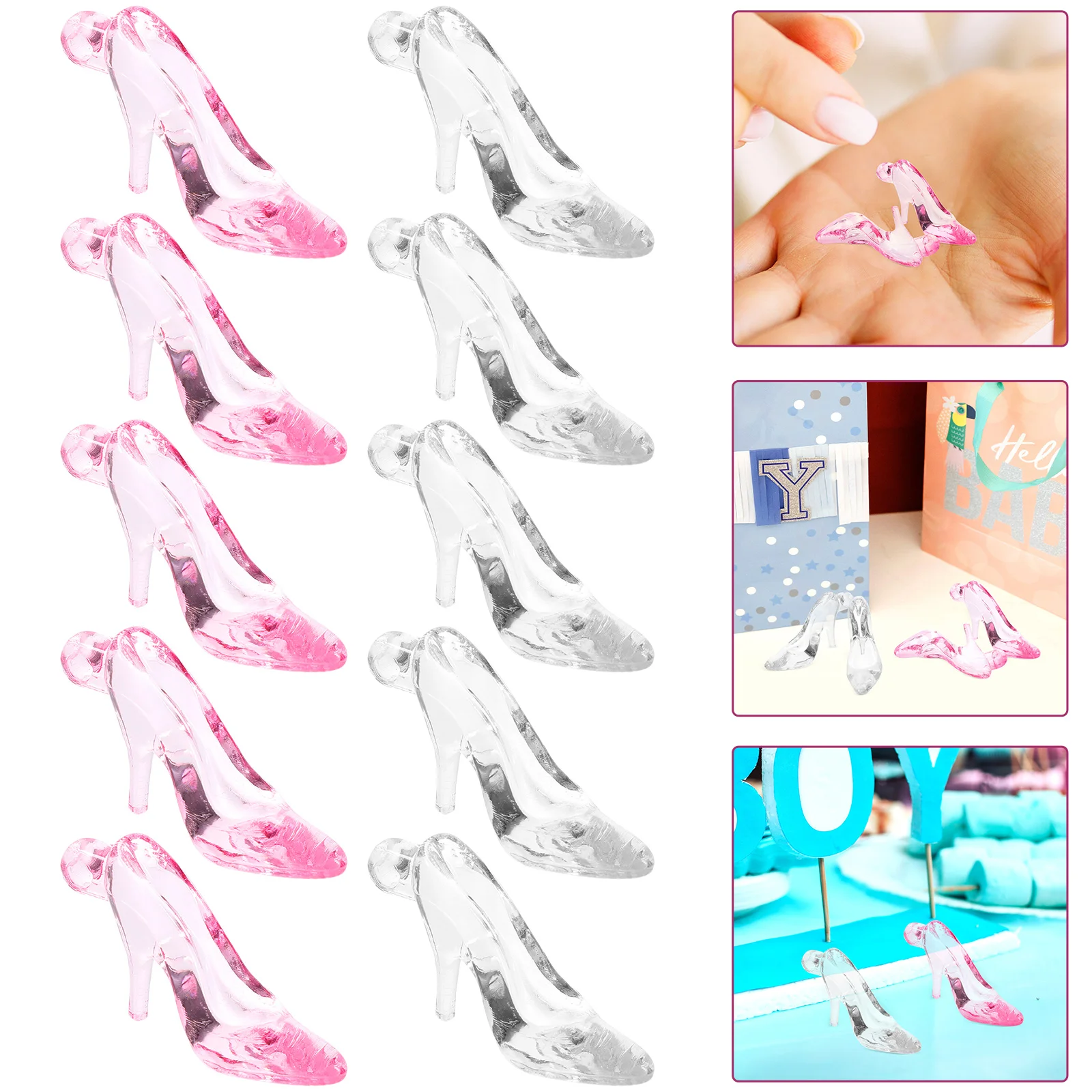 

96 Pcs Acrylic High Heels Photo Frame Charms Pendant Jewelry Making DIY Accessories Wedding