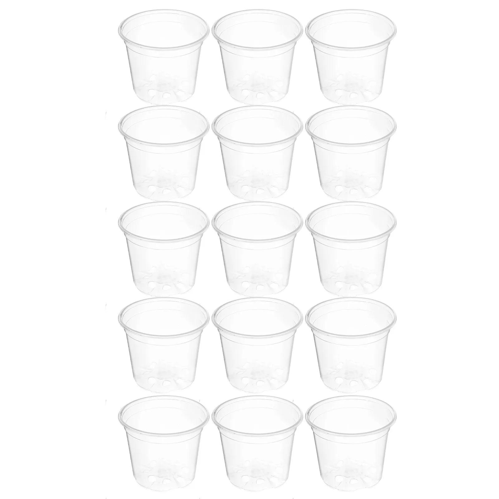 15Pcs Transparent Plant Nursery Pots Clear Plastic Seed Starter Containers Drainage Holes for Indoor Balcony Seed Germination