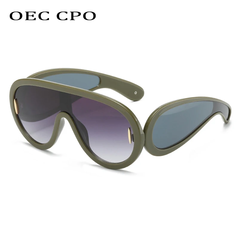 نظارات شمسية كبيرة الحجم للرجال والنساء ، ظلال UV400 ، نظارات بانك ، عدسة قطعة واحدة ، نظارات شمسية ، علامة تجارية فاخرة ، اتجاهات ، أنثى ، نظارات