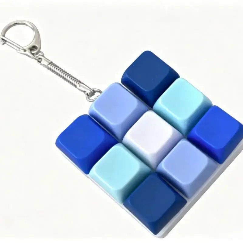 Mini Clickable Buttons Pastel Keyboard Fidget Toy Keychain Portable Anxiety Relief Toy for Travel Camping Time Killing