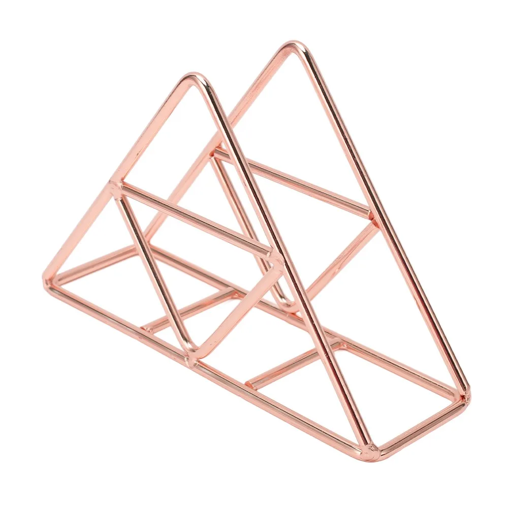 Rose Gold/Gold Napkin Holder Triangle Decorative Iron Napkin Holder 5.3 × 16.8 × 11cm Elegant Paper Napkin Holder Home Dining