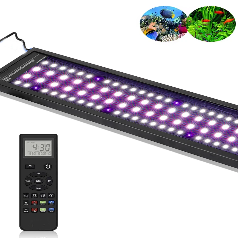 Advanced Remote Control Aquarium Light Customizable Full Spectrum Fish Tank LED with DIY Default Weather Mode Freshwater Planted