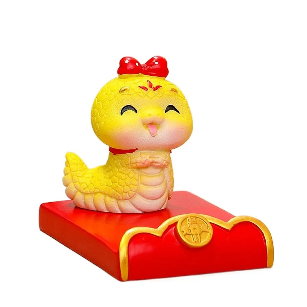 

Статуэтка Змеиный год талисман подставка для телефона смола ремесло слот дизайн кронштейн для мобильного телефона украшения Китай-шикарный красный