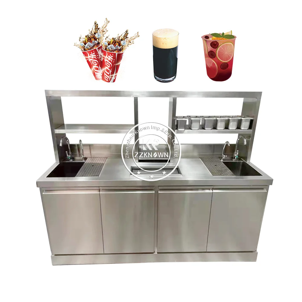 2023 Milk Tea Shop Counter Design Stainless Steel Tea Bar Counter For Sale Worktop Counter