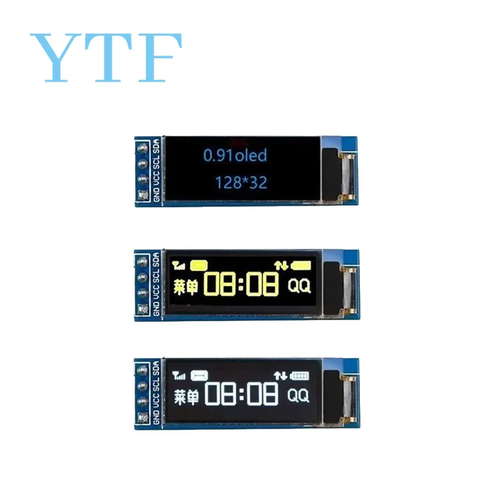 0.91 Inch 128x32 128 32 I2C IIC Interface Serial White Blue OLED LCD Display Module 0.91