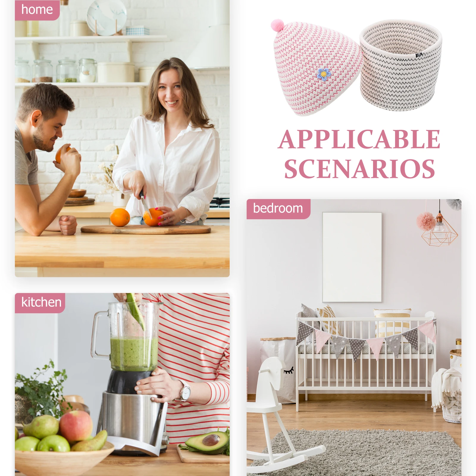 

Cotton Woven Storage Basket With Lid Multifunctional Home Decorative Organizer For Cosmetics Sundries Small Basket Desktop