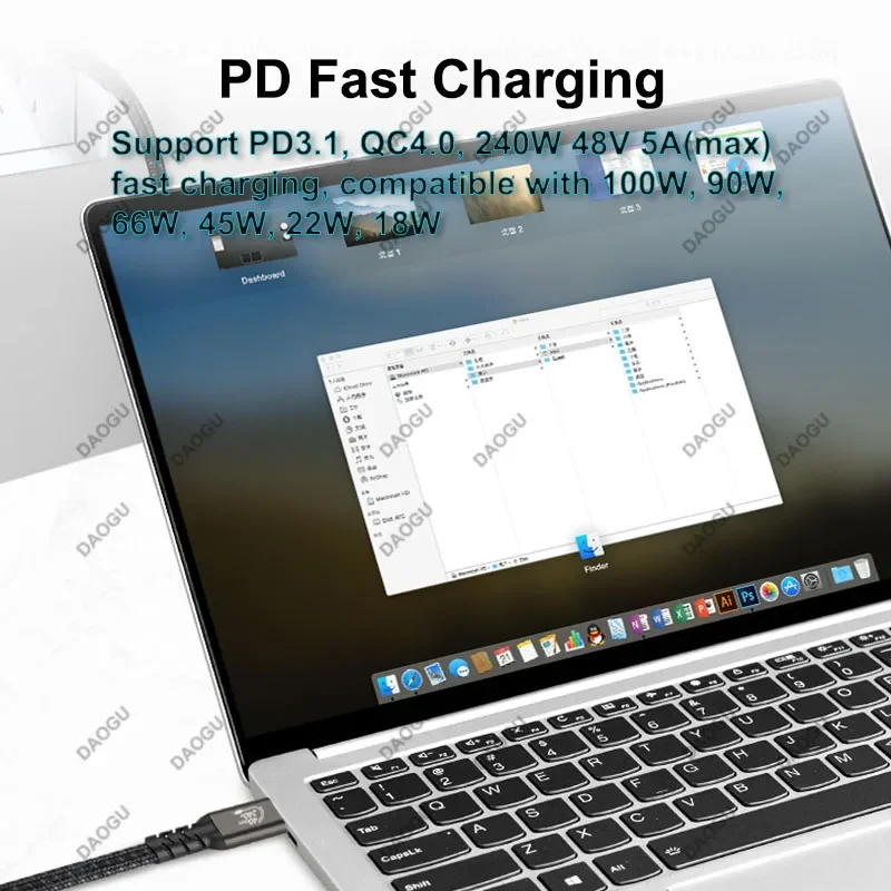 PD 240W Type C Fast Charging Cable USB4 QC4.0 40Gbps Data Cord 8K60Hz Video Cable  Compatible with Thunderbolt 3 4 Laptop Phone