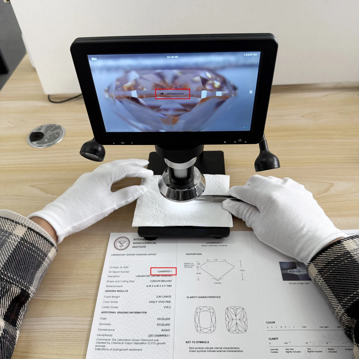 0.5-3.0ct الوردي وسادة مختبر خلق الماس VS1/VS2 يتوهم الوردي مختبر نمت الماس IGI شهادة الماس للمجوهرات المخصصة #4