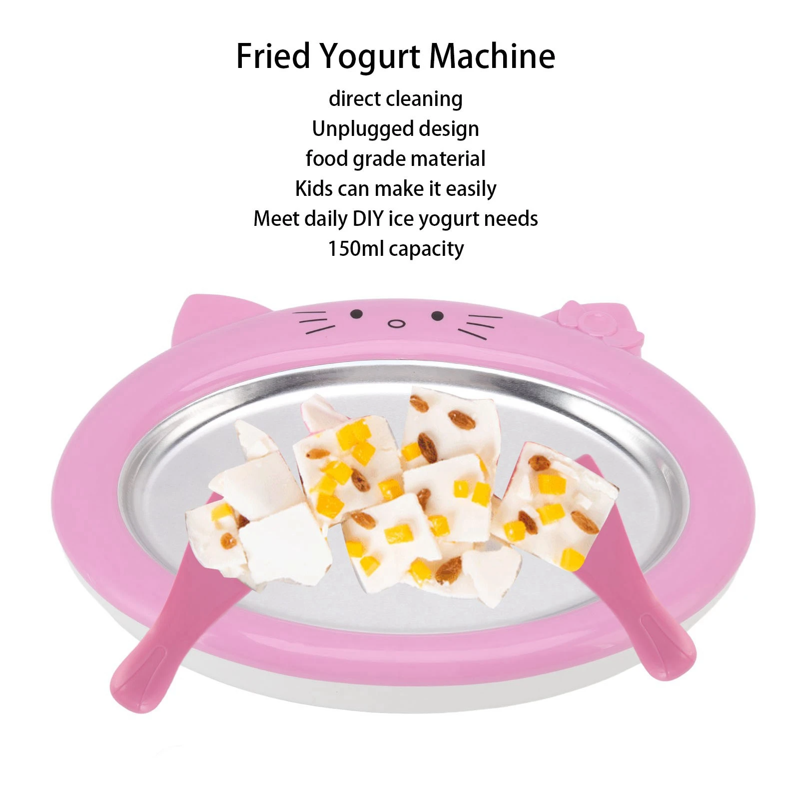 

Kids Ice Cream Maker Direct Cleaning Easy DIY Unplugged Design Cute Fried Yogurt Machine 150ml Capacity for Household