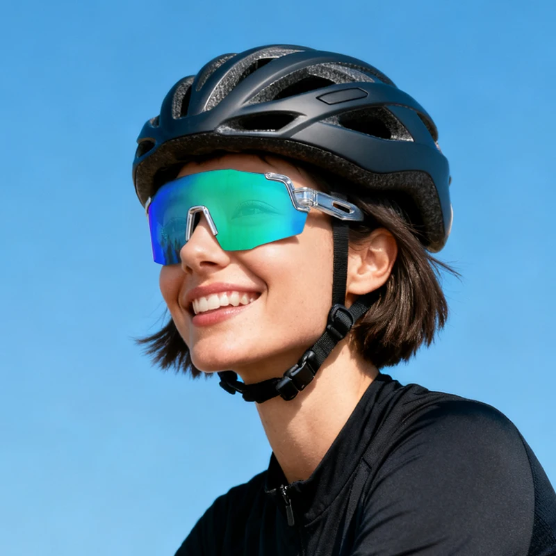 High quality women's cycling sunglasses with photochromic lenses, professional UV resistant road cycling sports glasses for men