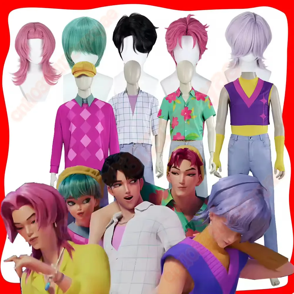 

KPop Demons Hunter Saja Boys Jinu/Baby/Mystery/Abby/Romance Cosplay Costume Wig Shirt Pants for Adult Men Halloween Party Stage