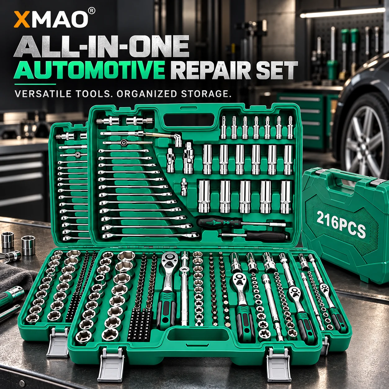 216PCS Car Repair Tool Set, 1/4