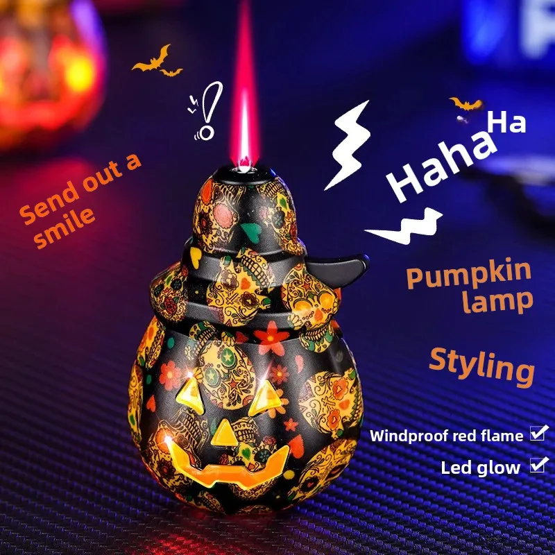 

Funny Pumpkin Lantern Shaped Lighter Windproof Red Flame Ornament Lighter Fun To Play With Gift Cigarette Lighter Unique Gift