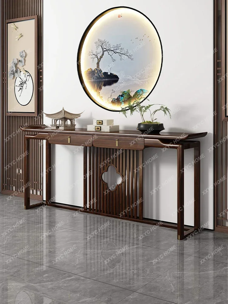 A Entrance table Ebony wood strip case against the wall Living room case table