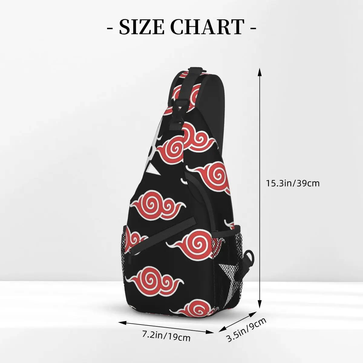 Japanese Shuriken Red Cloud Pattern Akatsuki Crossbody Chest Bags Pockets Travel Pack Messenger Sports Teens Shoulder Bag Unisex