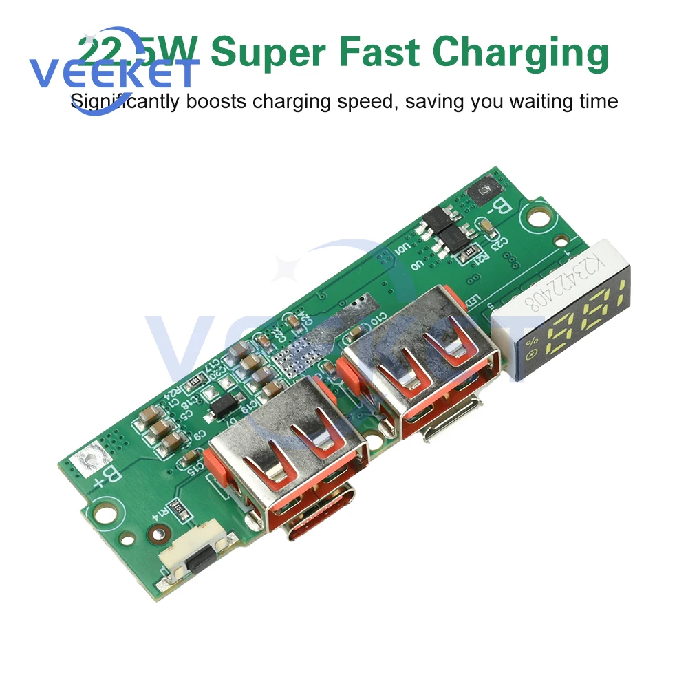 وحدة شحن سريعة 22.5 وات متعددة البروتوكولات من النوع C USB Micro USB لبنك الطاقة لوحة ذاتية الصنع تدعم PD QC VOOC #2