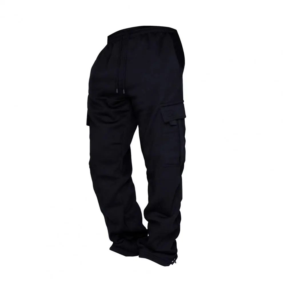 Drawstring Work Pants Men's Drawstring Cargo Pants with Elastic Waist Multi Pockets Soft Breathable Fabric Versatile for Daily