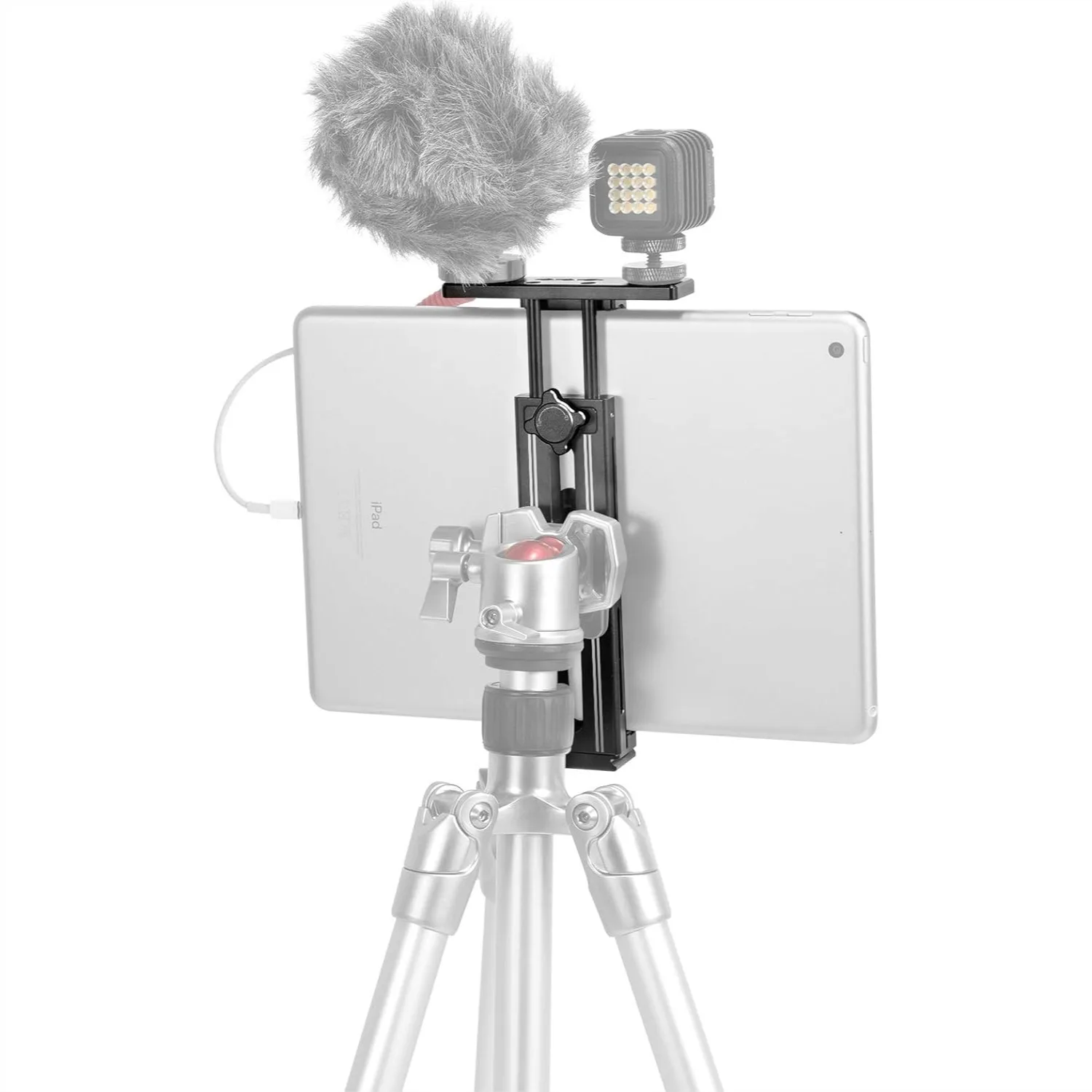 

Universal Tablet Clamp Holder with 2 Cold Shoe and 1/4" Screw for iPad Mini Air Pro Surface Pro 7.9"-12.9" Tripod Mount