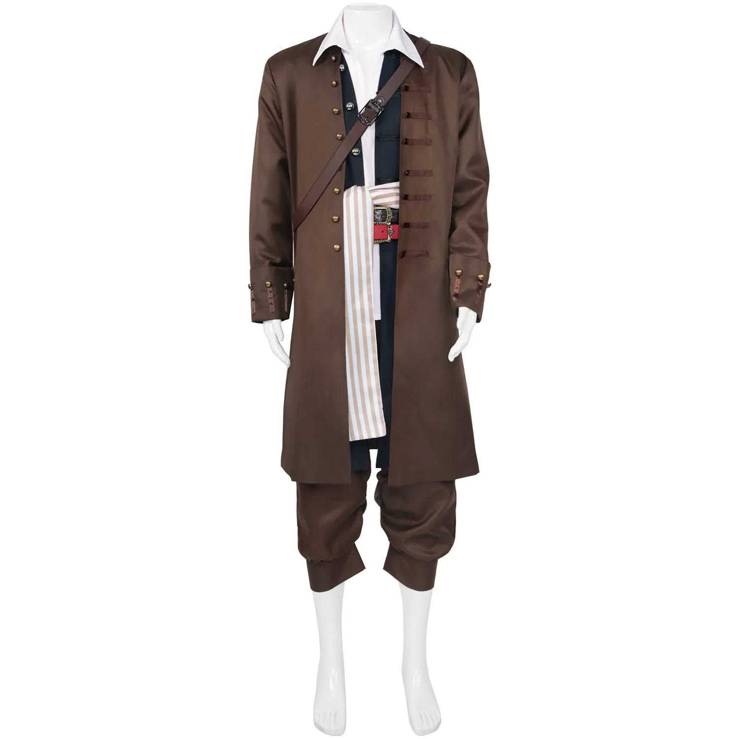 Halloween Captain Pirate Costumes for Men Adult Halloween Captain Jack Sparrow Costume Pirates of the Caribbean Cosplay Clothes