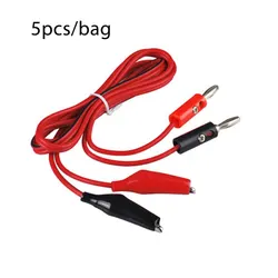 5PCS 4mm Injection Banana Plug To Shrouded Copper Electrical Clamp Alligator Clip Test Cable Leads 1M Testing Probe