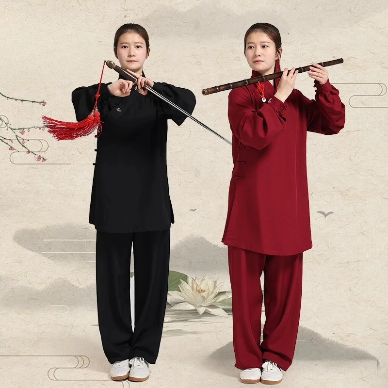 Elegant Women's Wushu Tai Chi Suit Chinese Kung Fu Uniform with Fluid Drape Breathable & Comfortable for Martial Arts Practice