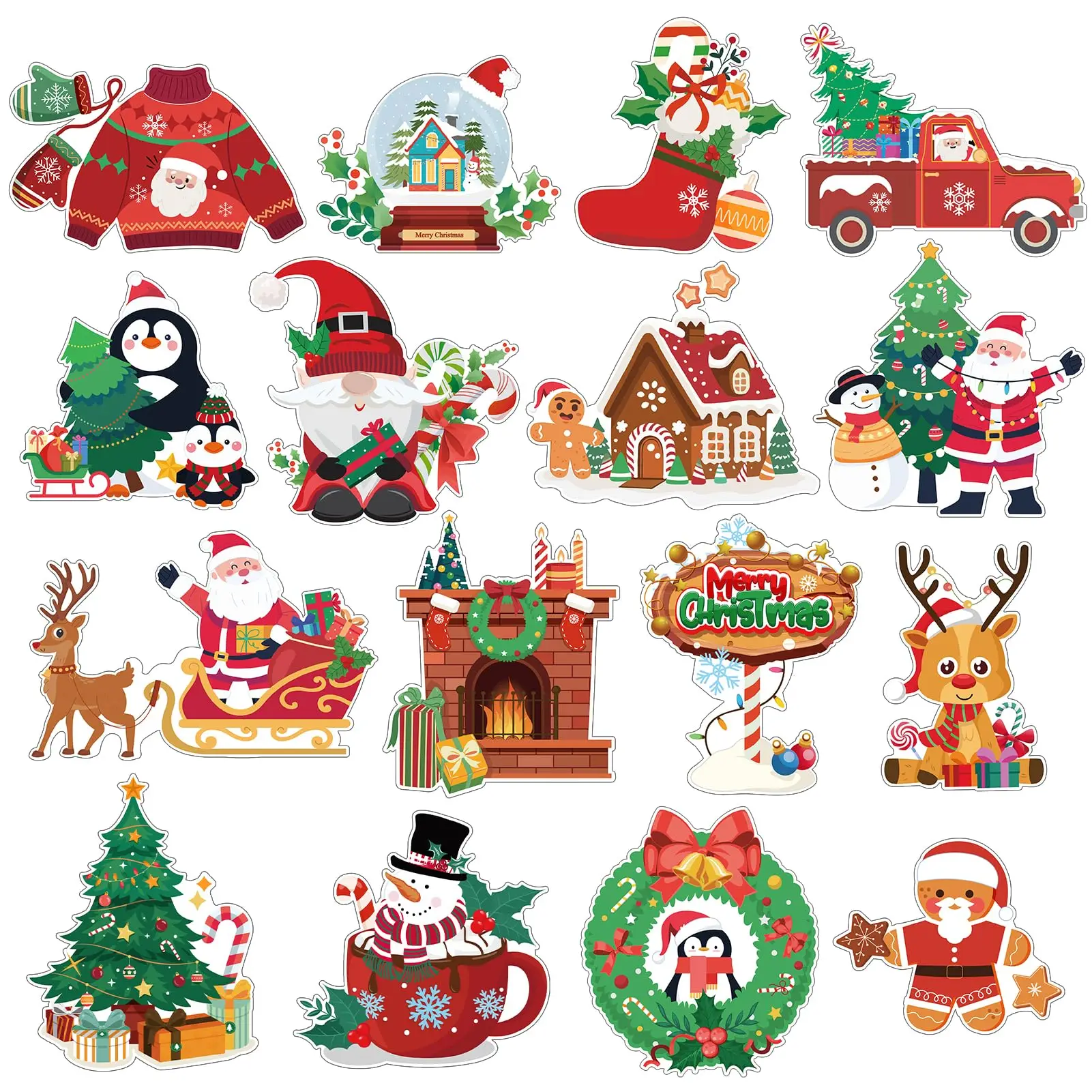 

24 Pcs Christmas Decoration Magnets Merry Christmas Car Refrigerator Magnet Xmas Decorative Fridge Door Magnetic Stickers Santa