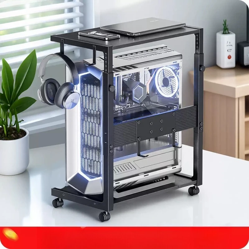 Desktop computer host case base bracket Movable simple desk under the table Multifunctional lifting rack (excluding host)