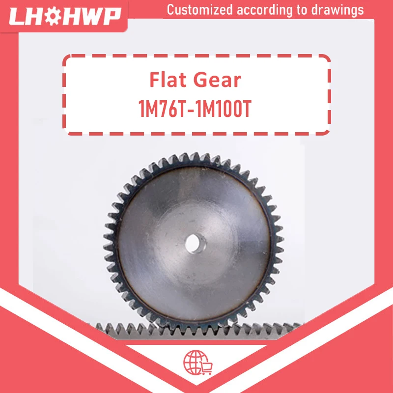 45# Steel Module 1 Flat Gear 76 Teeth to 100 Teeth Customizable With Process Hole 10/12/14mm Industrial Transmission Parts