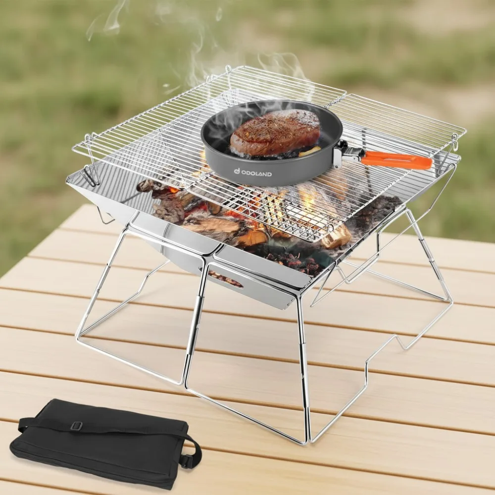 

Портативный складной гриль для костра, решетка для барбекю из нержавеющей стали 304 с ножками и сумкой для переноски для приготовления пищи на открытом воздухе, пикников, альпинизма