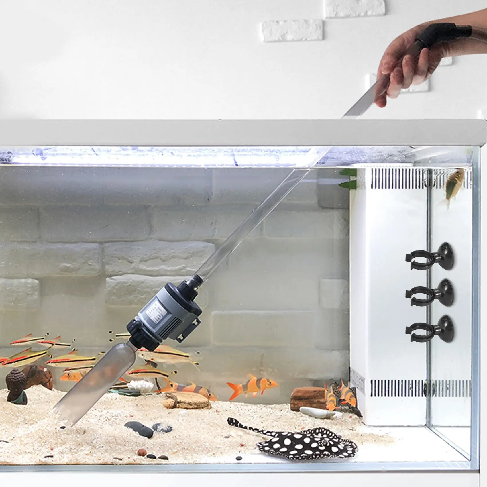 10 قطعة حامل كأس الشفط الأسود 20 مللي متر ضياء أنبوب طيران لحوض السمك الساخن