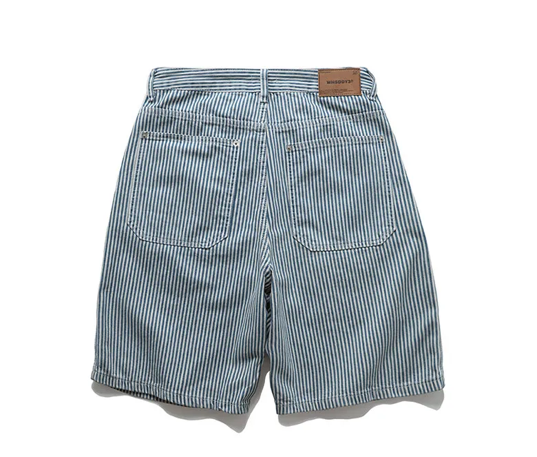 American Retro Amekaji Vintage Vertical Stripe Lumberjack Shorts Men's Trendy Brand Summer Multi-pocket Cargo Shorts
