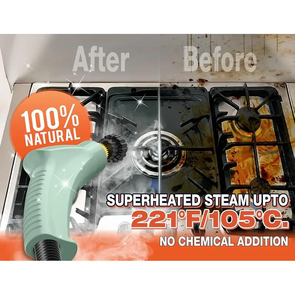 High Pressure Steam Cleaner 2500W Handheld Portable Multi-Purpose Chemical-Free Fast Heat-Up 10 Seconds with 9 Accessories Home