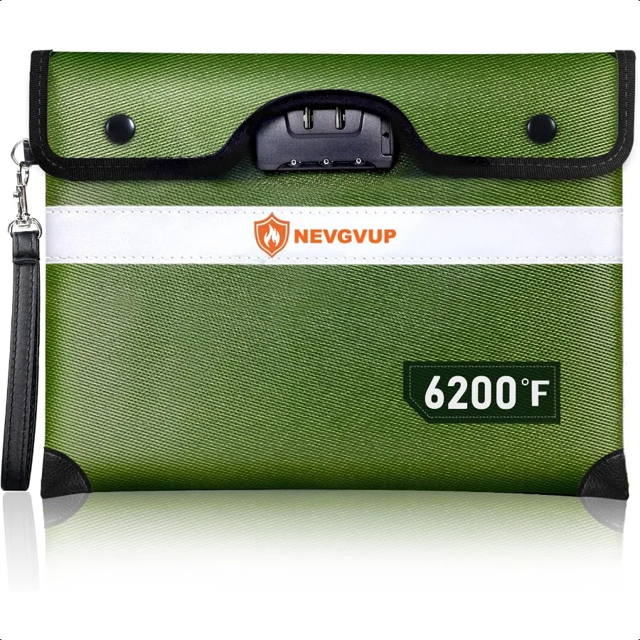 حقيبة نقود مقاومة للحريق 6200F مع قفل أكياس مقاومة للحريق مع شريط عاكس بسحاب 9 طبقات من المواد المعزولة للحرارة وات #2