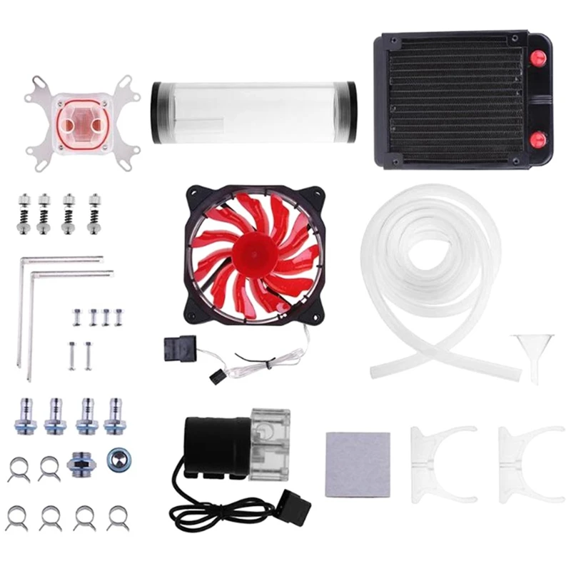 Pc Water Cooling System Set 2M Hose Cooling Fans Kit G1/4 Inch Universal Cpu Waterblock 160Mm Water Pump 120Mm Radiator