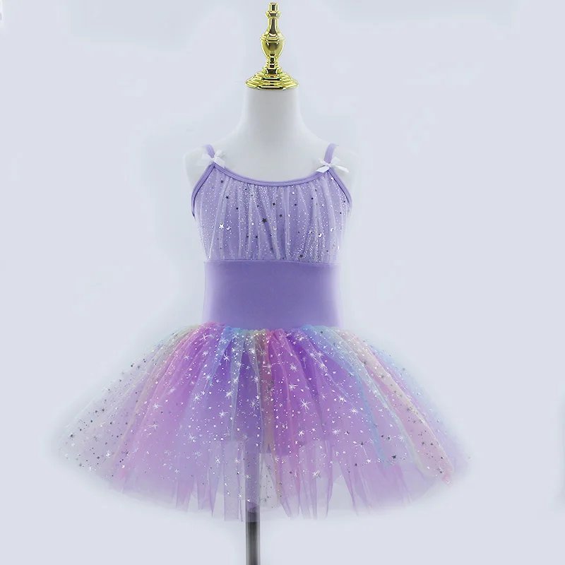 

New Purple Kids Ballet Dress Seven Colors Girls ChildrenSequined Princess Dress Ballet Tutu DanceClothes Performance Tutu Skirts