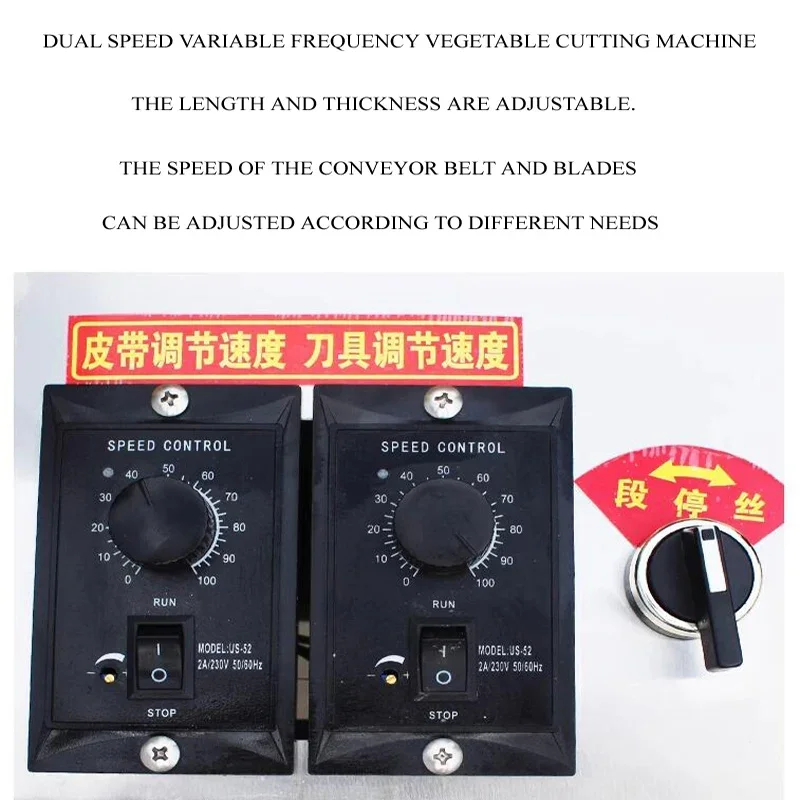 Vegetable Cutting Machine Multi-functional Stainless Steel Dual Port Electric Vegetable Slicing Shredding Machine